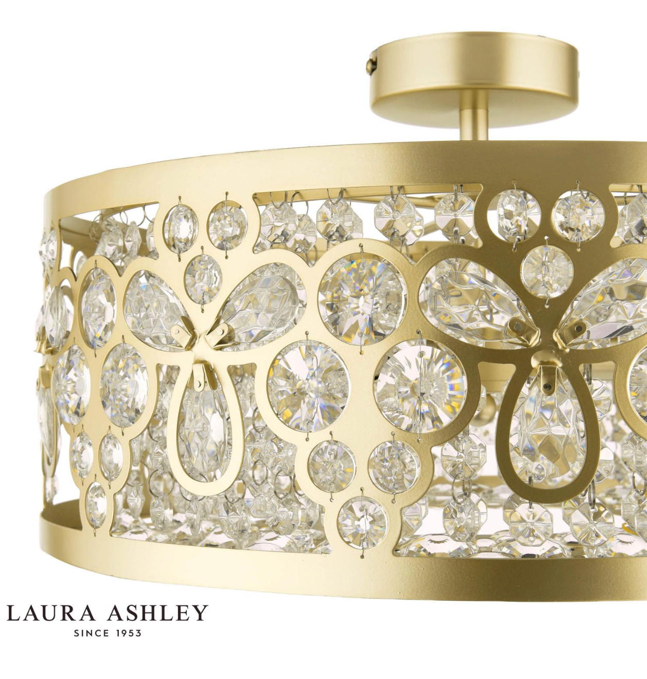 Laura Ashley Tilbrook 4 Light Flush Matt Champagne and Crystal