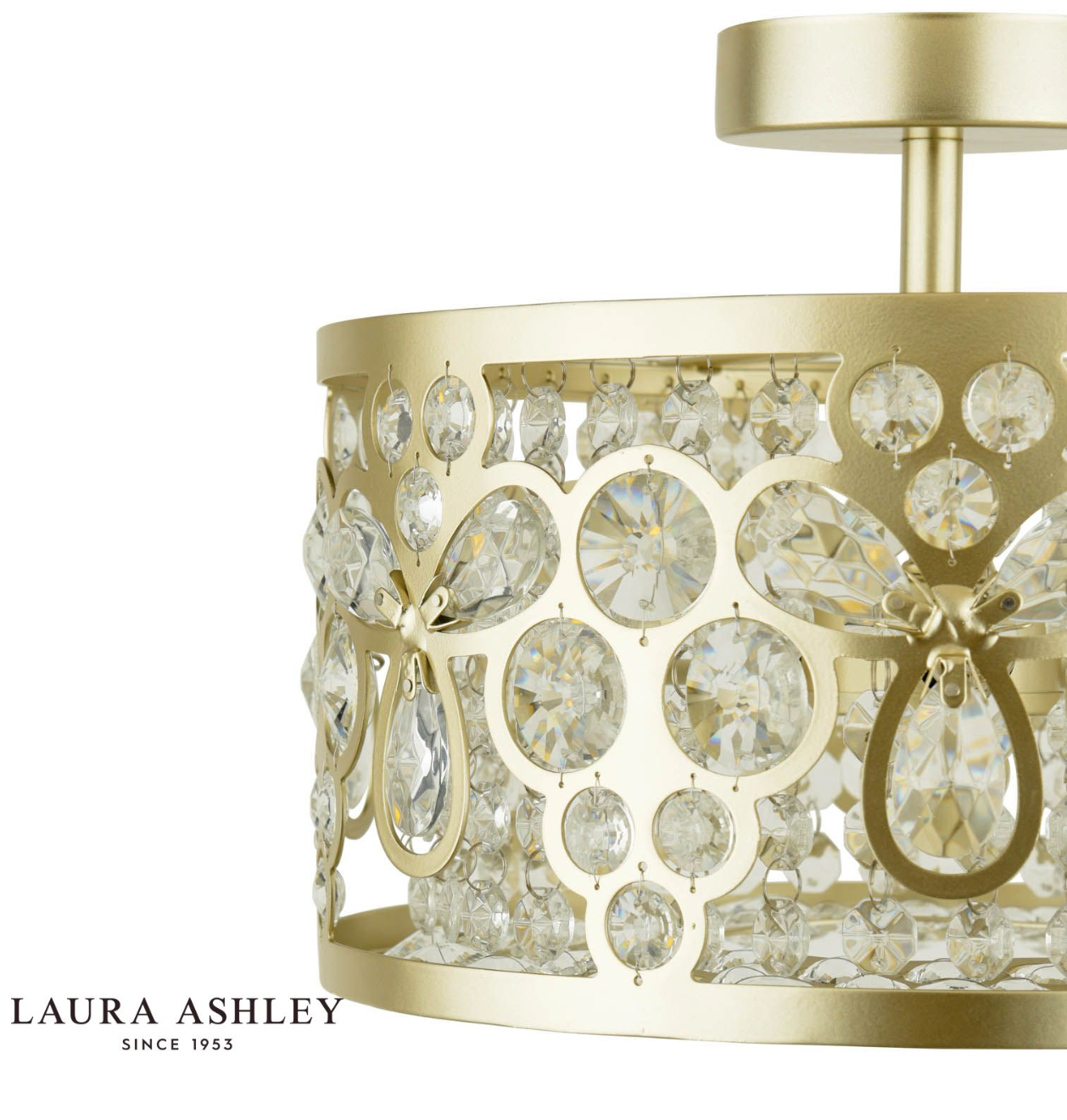 Laura Ashley Tilbrook 3 Light Flush Matt Champagne and Crystal
