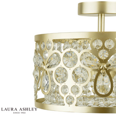 Laura Ashley Tilbrook 3 Light Flush Matt Champagne and Crystal
