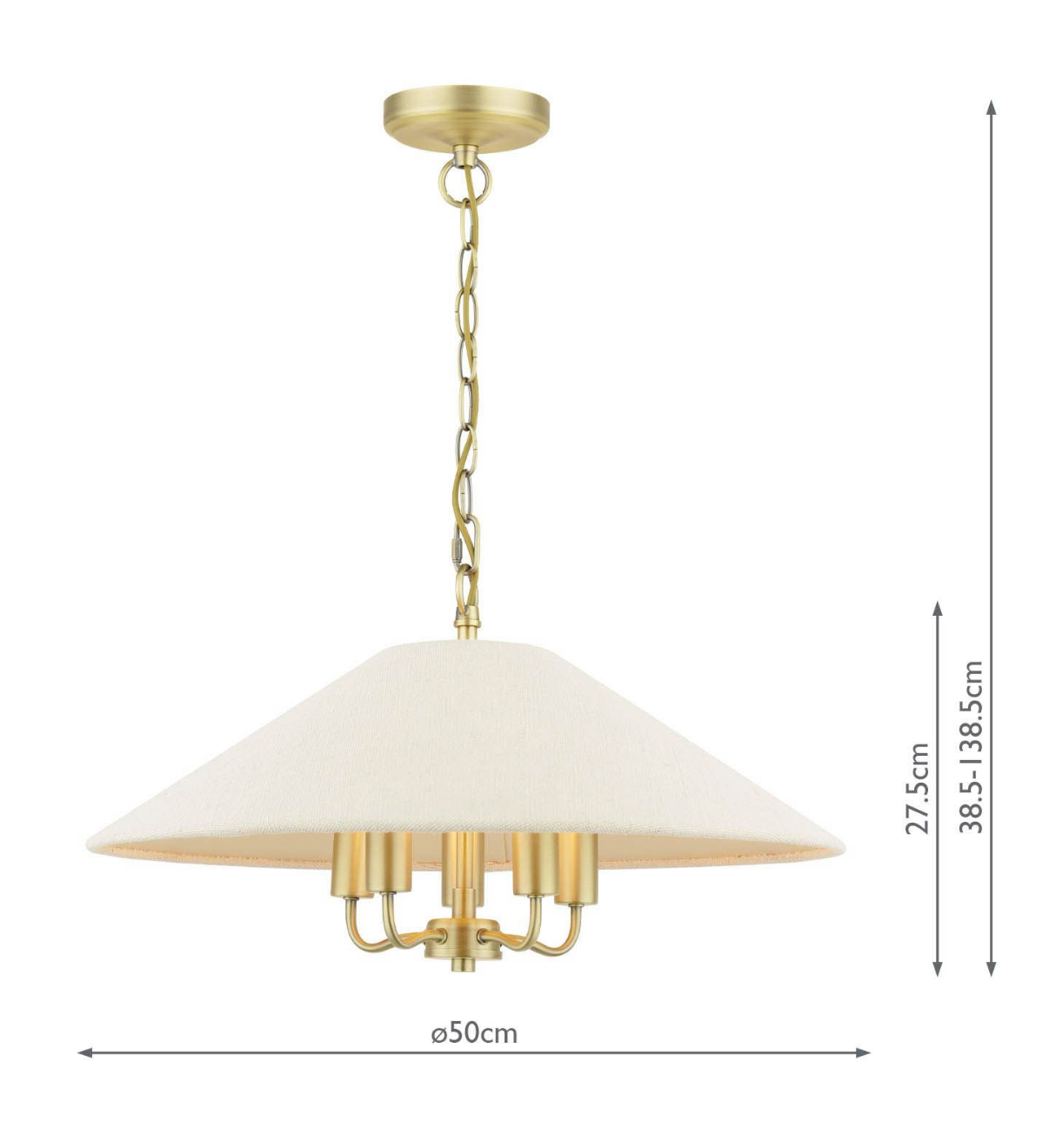 Laura Ashley Harland 5 Light Pendant Matt Antique Brass With Shade
