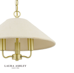 Laura Ashley Harland 3 Light Pendant Matt Antique Brass With Shade