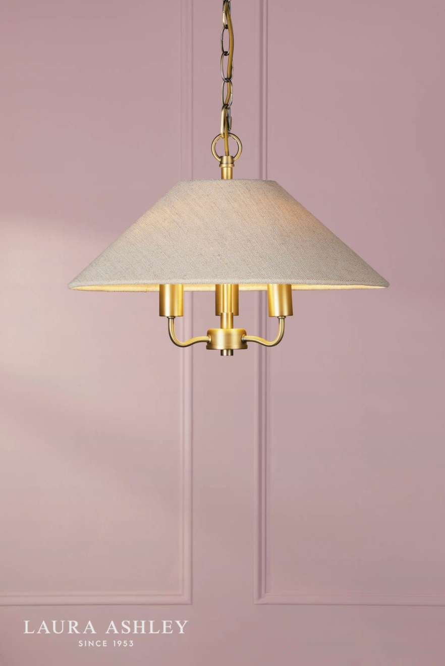 Laura Ashley Harland 3 Light Pendant Matt Antique Brass With Shade