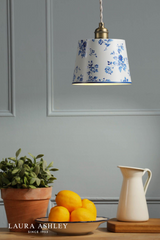 Laura Ashley China Rose Pendant Matt Blue and Matt Antique Brass