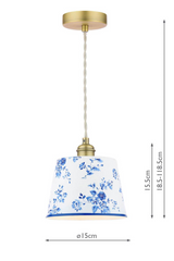 Laura Ashley China Rose Pendant Matt Blue and Matt Antique Brass