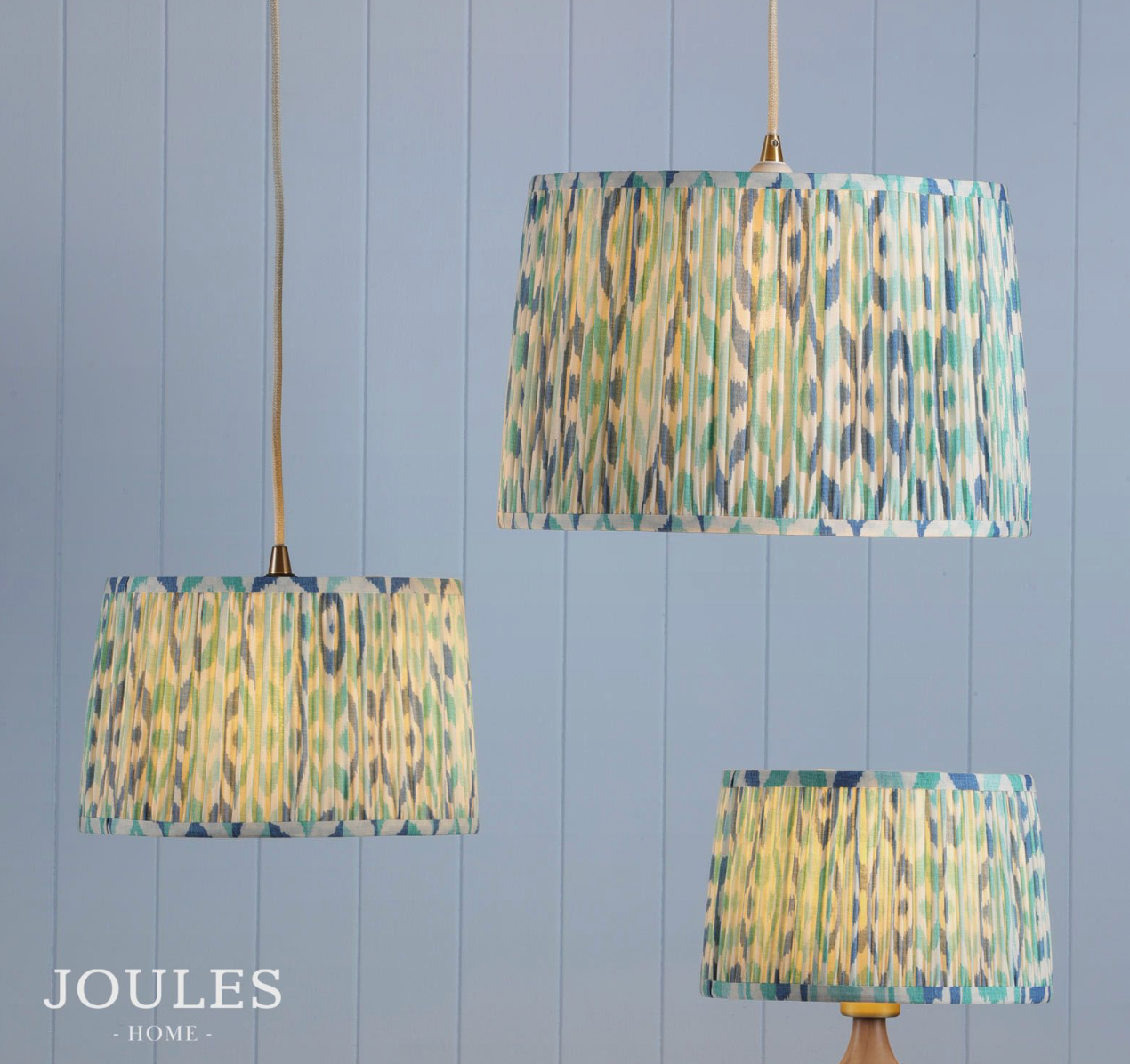 Joules Folly Blue Cotton Tapered Drum Shade 30cm