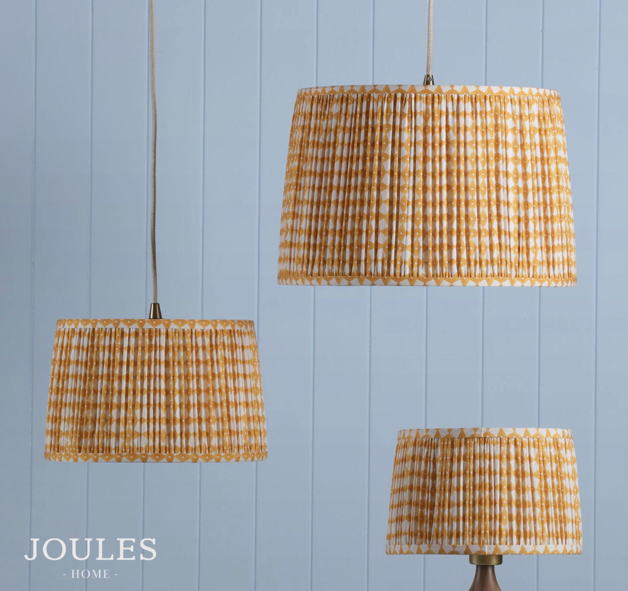Joules Folly Yellow Cotton Tapered Drum Shade 30cm