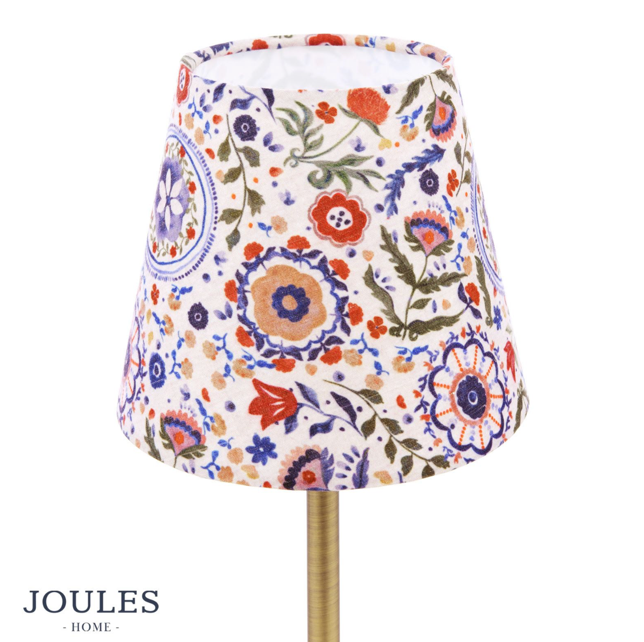 Joules Apsley Rechargeable Table Lamp Matt Antique Brass With Multi Coloured Shade LED