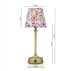 Joules Apsley Rechargeable Table Lamp Matt Antique Brass With Multi Coloured Shade LED