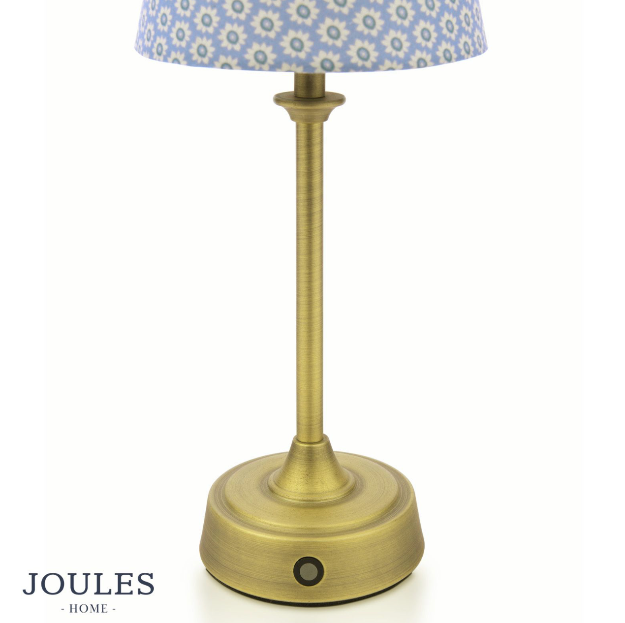 Joules Apsley Rechargeable Table Lamp Matt Antique Brass With Blue Shade LED