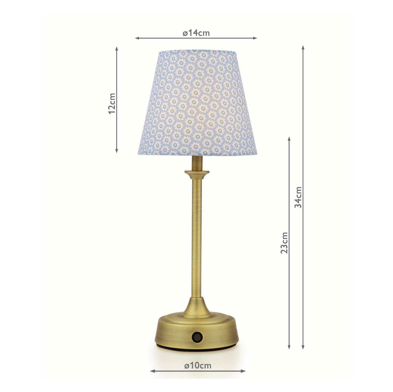 Joules Apsley Rechargeable Table Lamp Matt Antique Brass With Blue Shade LED