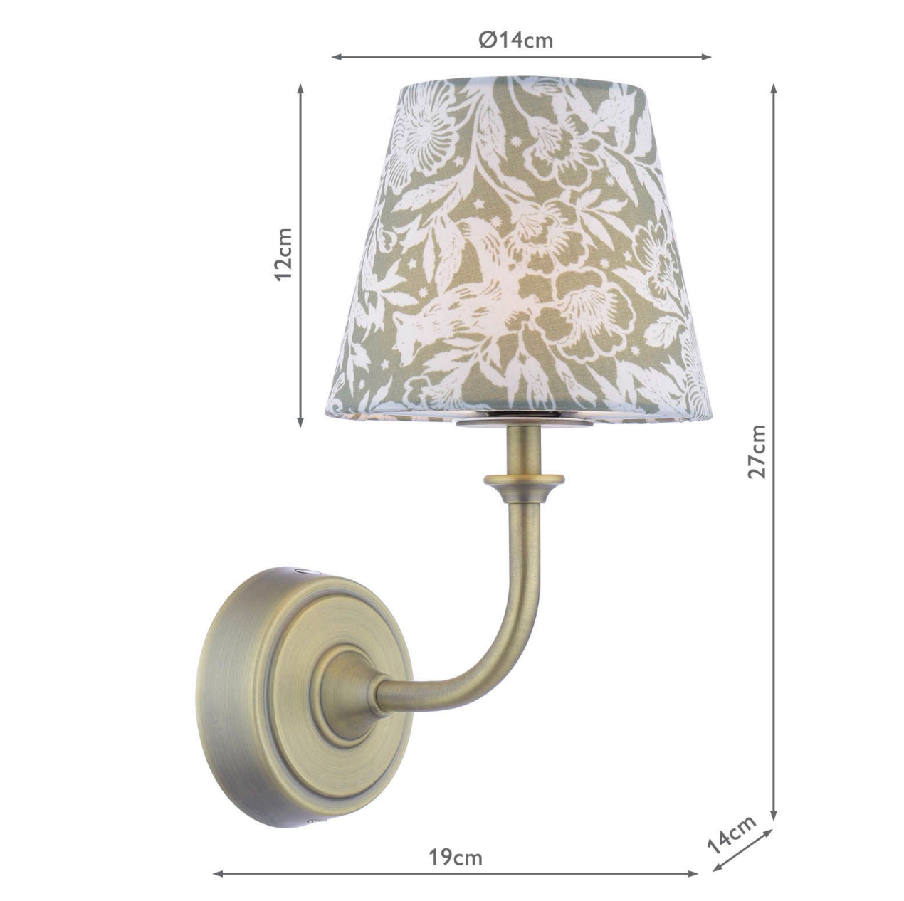 Joules Apsley Rechargeable Wall Light Pheasant Print Green Shade