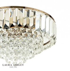 Laura Ashley Vienna 3 Light Flush Crystal and Antique Brass