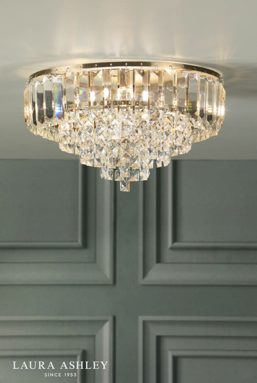 Laura Ashley Vienna 3 Light Flush Crystal and Antique Brass