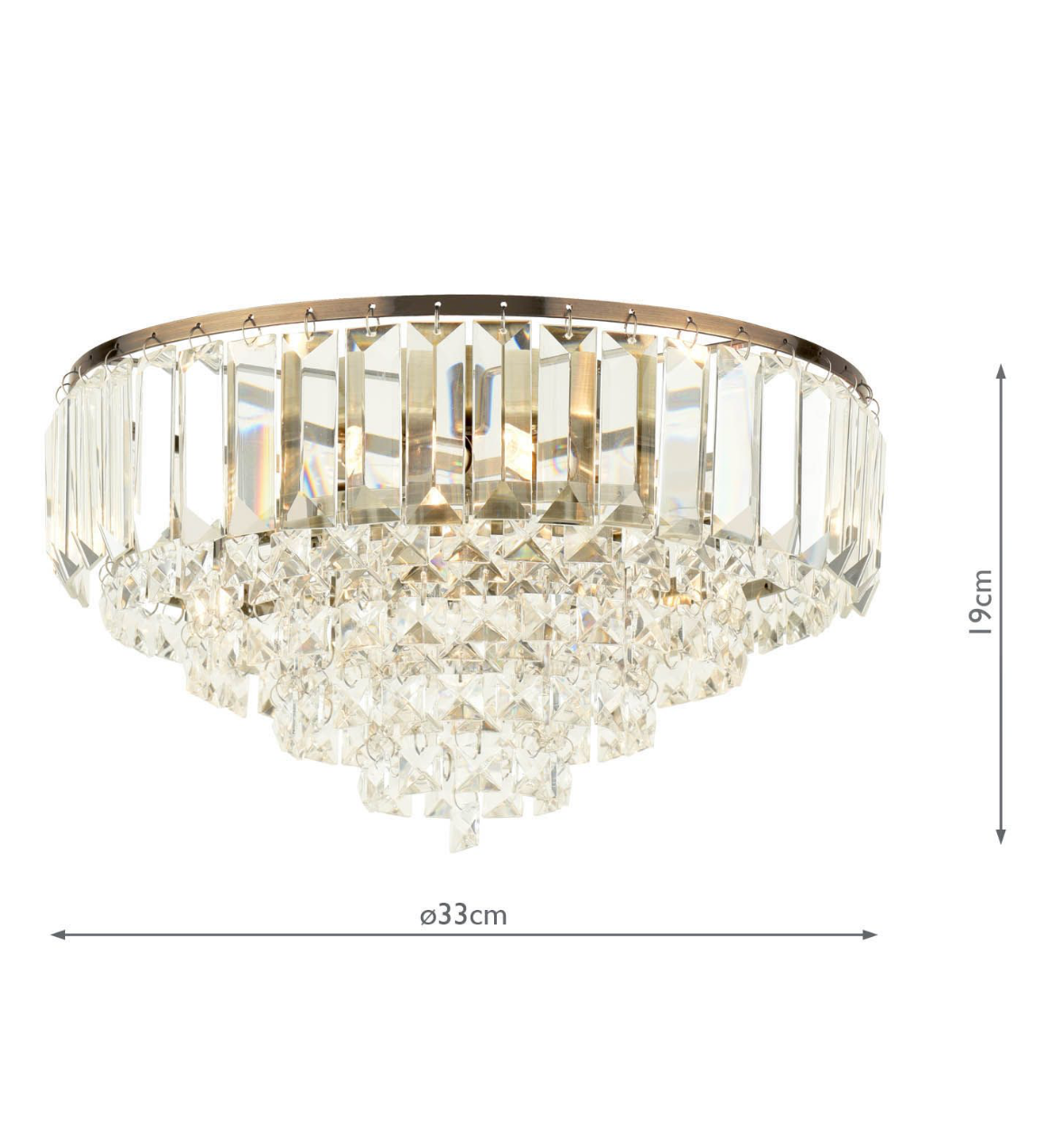 Laura Ashley Vienna 3 Light Flush Crystal and Antique Brass