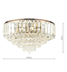 Laura Ashley Vienna 3 Light Flush Crystal and Antique Brass