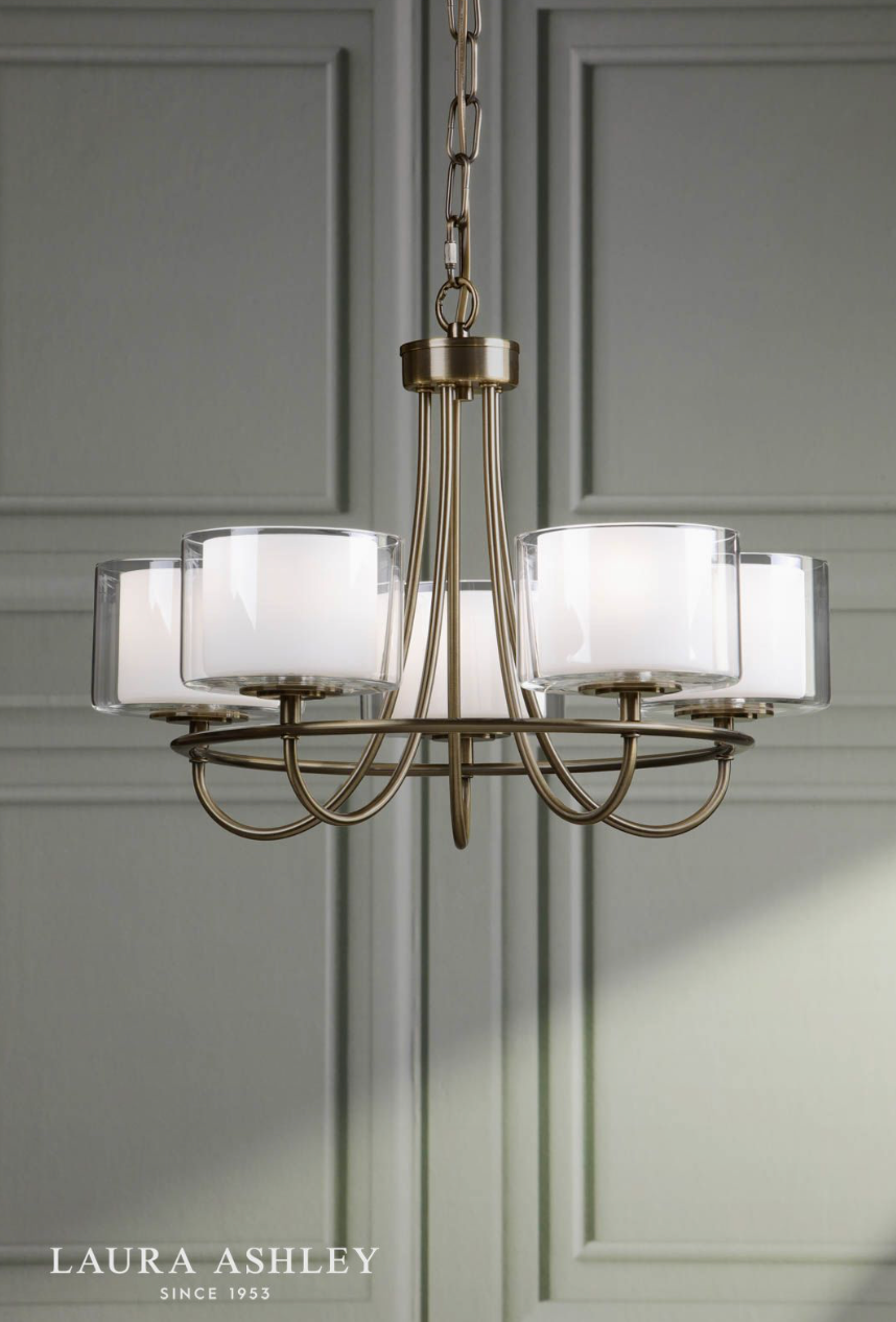 Laura Ashley Southwell 5 Light Pendant Antique Brass