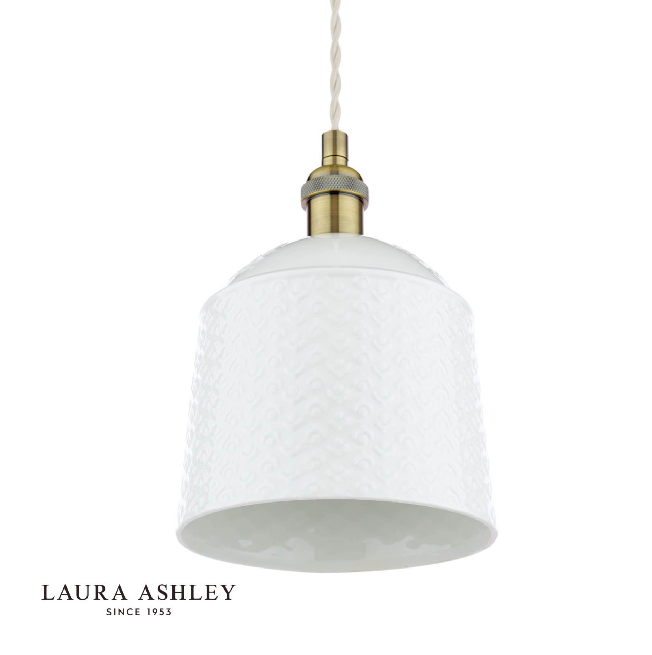 Laura Ashley Porcelain Pendant Cream and Antique Brass