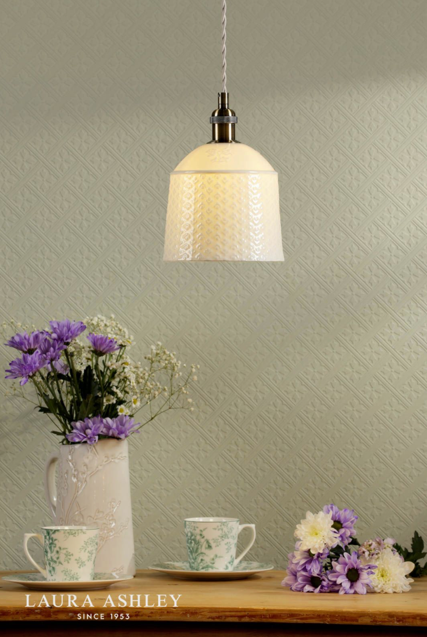Laura Ashley Porcelain Pendant Cream and Antique Brass