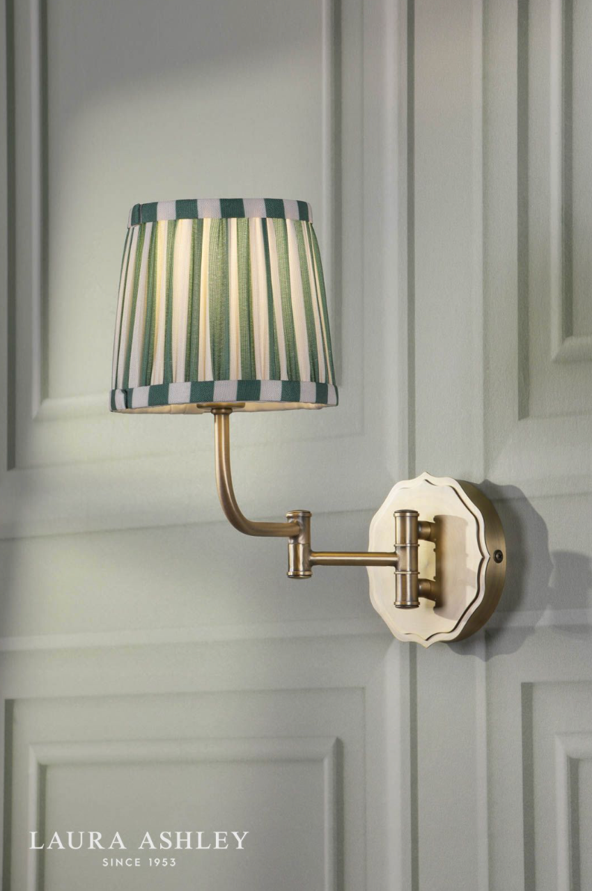 Laura Ashley Denwick Wall Light Matt Antique Brass and Green Shade