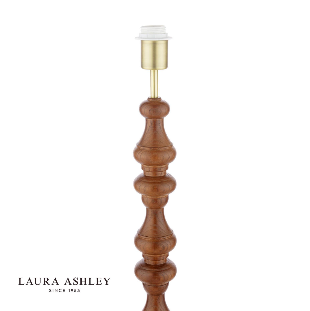 Laura Ashley Millbrook Floor Lamp Dark Wood and Industrial Brass Base Only