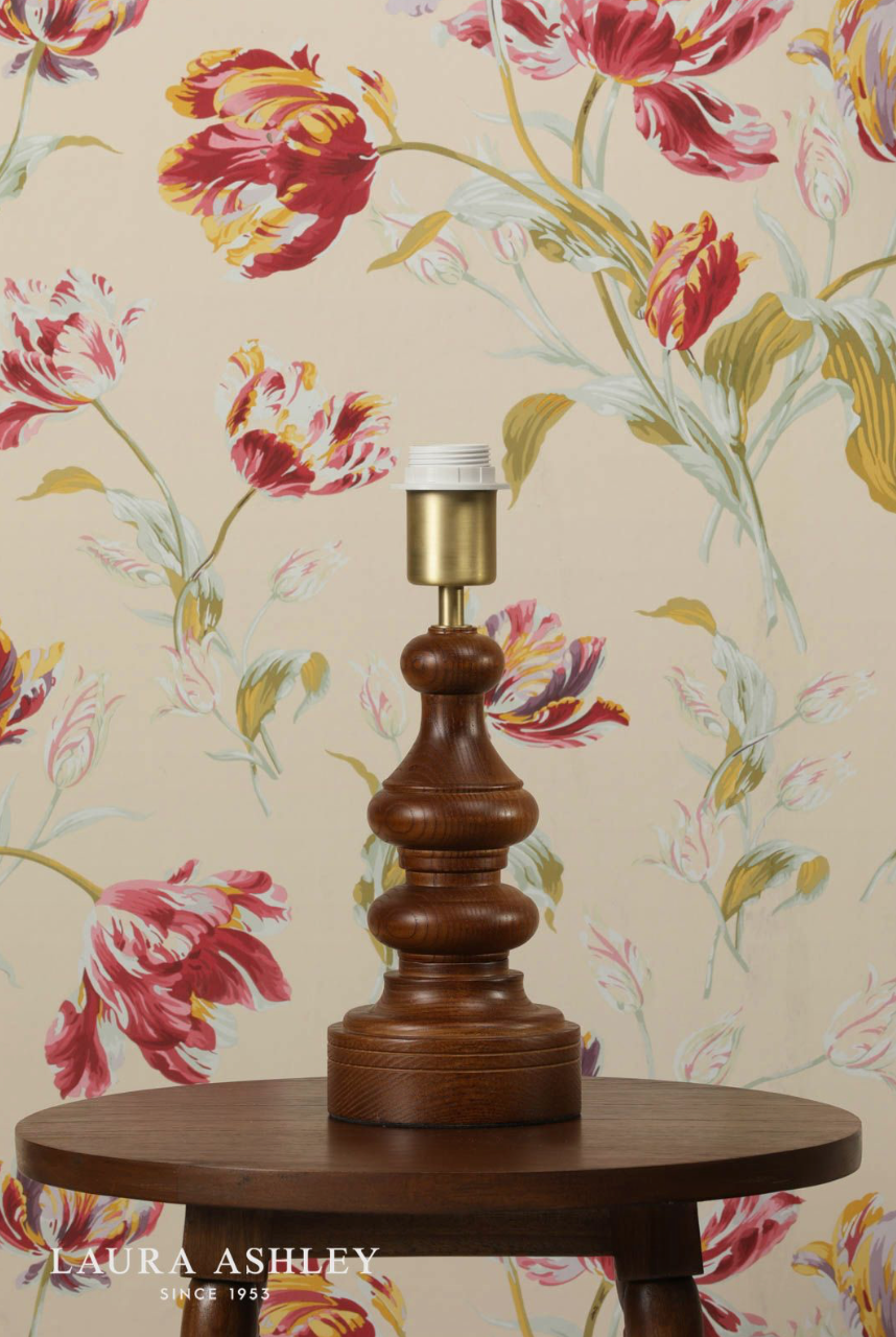 Laura Ashley Millbrook Table Lamp Dark Wood and Industrial Brass Base Only