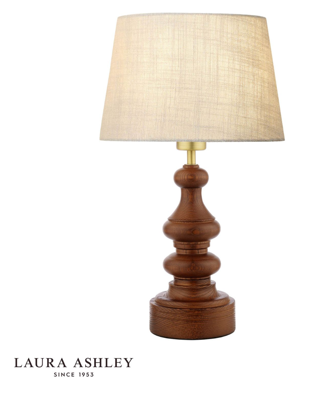 Laura Ashley Millbrook Table Lamp Dark Wood and Industrial Brass Base Only
