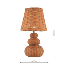 Laura Ashley Hasfield Rechargeable Table Lamp Natural Rattan With Shade LED