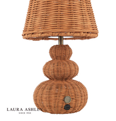 Laura Ashley Hasfield Rechargeable Table Lamp Natural Rattan With Shade LED