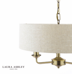 Laura Ashley Sorrento 3 Light Shadelier Matt Antique Brass With Natural Shade