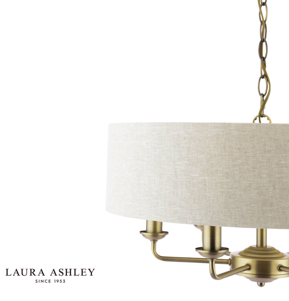 Laura Ashley Sorrento 6 Light Shadelier Matt Antique Brass With Natural Shade