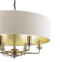 Laura Ashley Sorrento 6 Light Shadelier Matt Antique Brass With Natural Shade