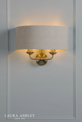 Laura Ashley Sorrento 2 lt Wall Light Matt Antique Brass With Natural Shade