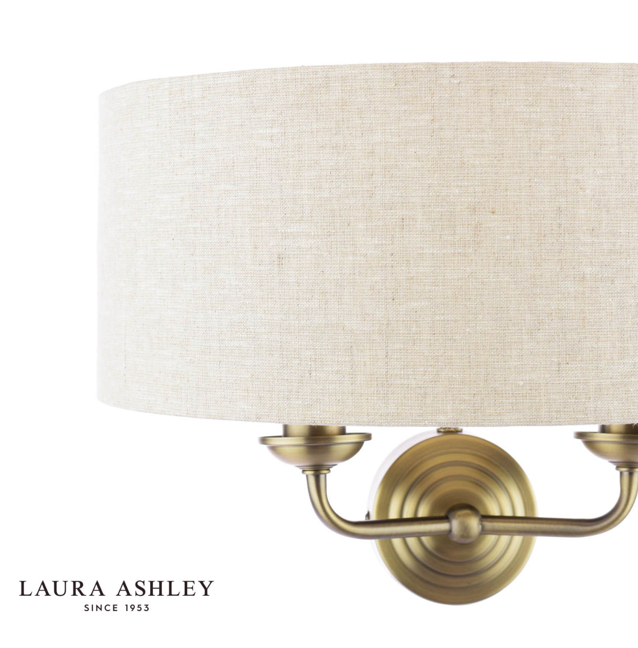 Laura Ashley Sorrento 2 lt Wall Light Matt Antique Brass With Natural Shade