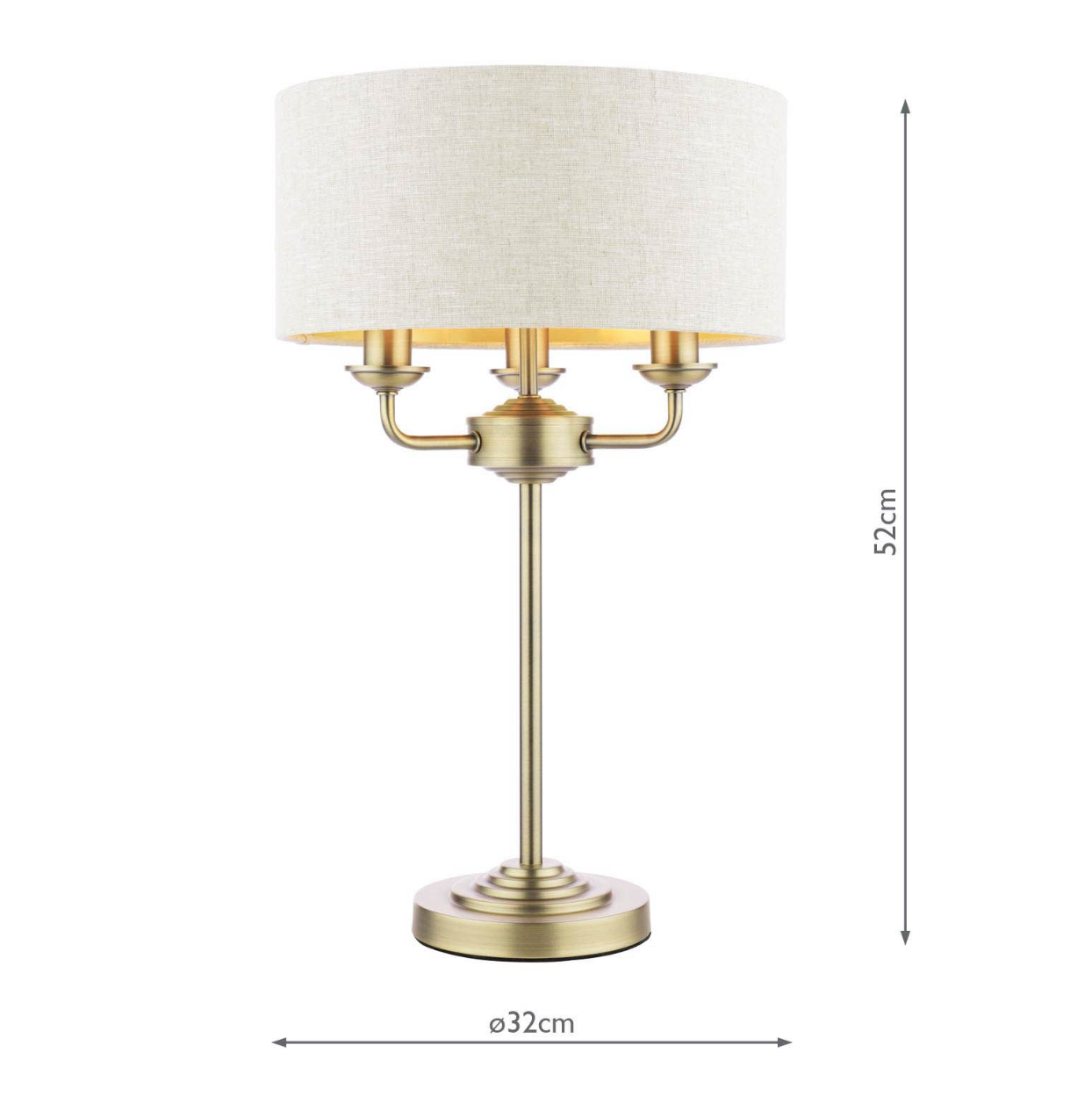 Laura Ashley Sorrento Table Lamp 3 Light Matt Antique Brass