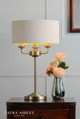 Laura Ashley Sorrento Table Lamp 3 Light Matt Antique Brass