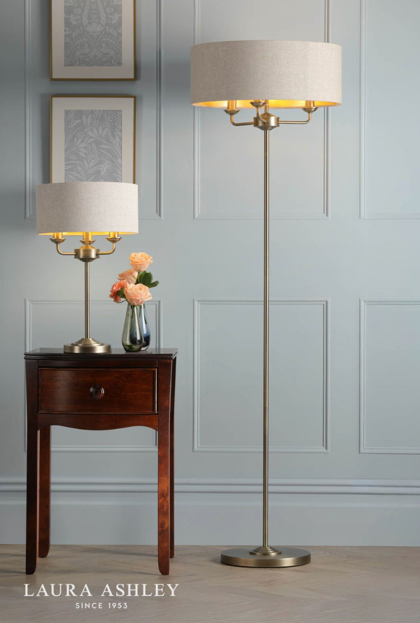 Laura Ashley Sorrento Table Lamp 3 Light Matt Antique Brass