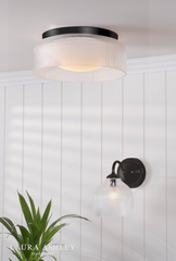 Laura Ashley Charissa Bathroom Ceiling Light Matt Black and Ribbed Glass IP44