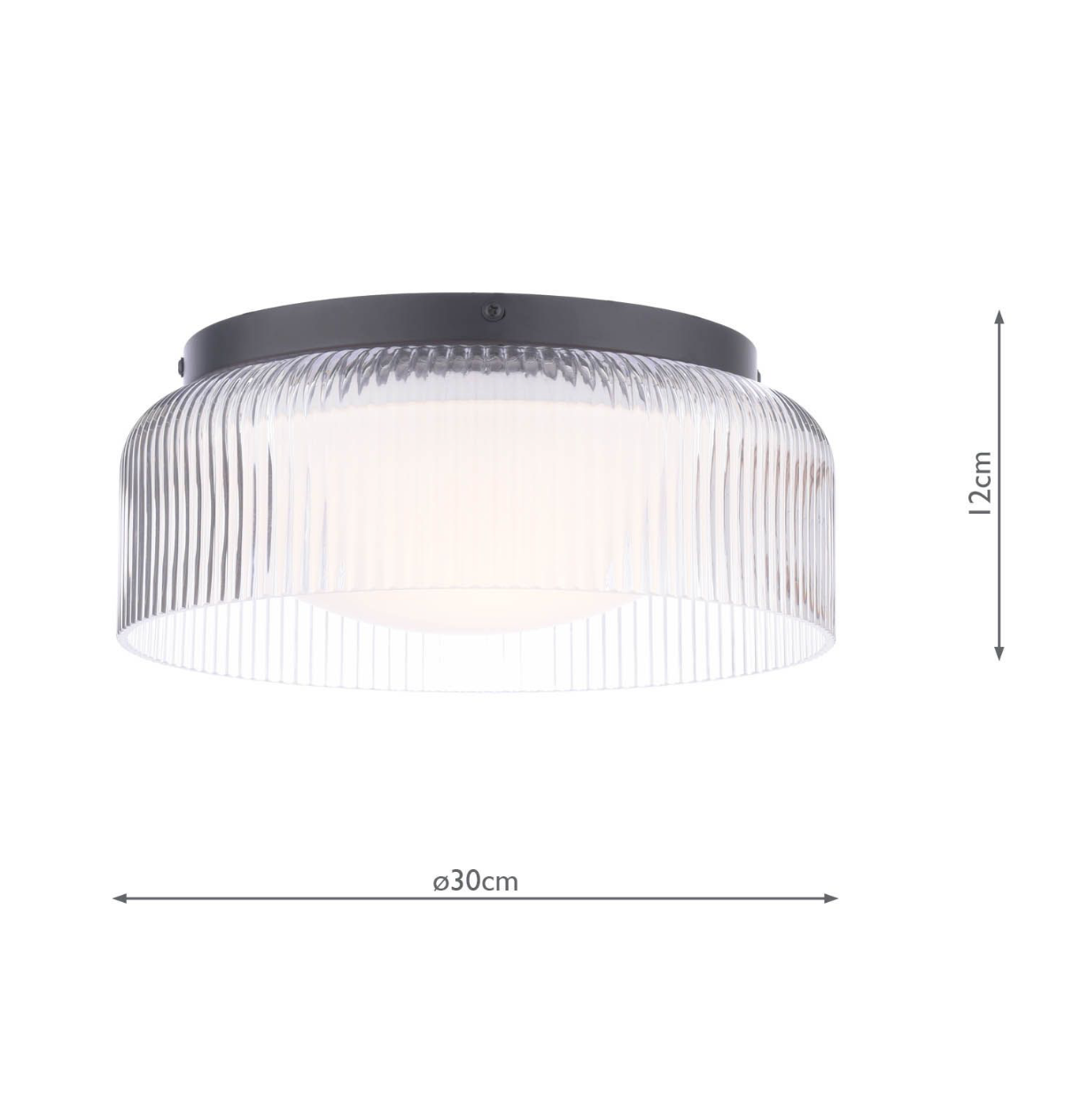 Laura Ashley Charissa Bathroom Ceiling Light Matt Black and Ribbed Glass IP44