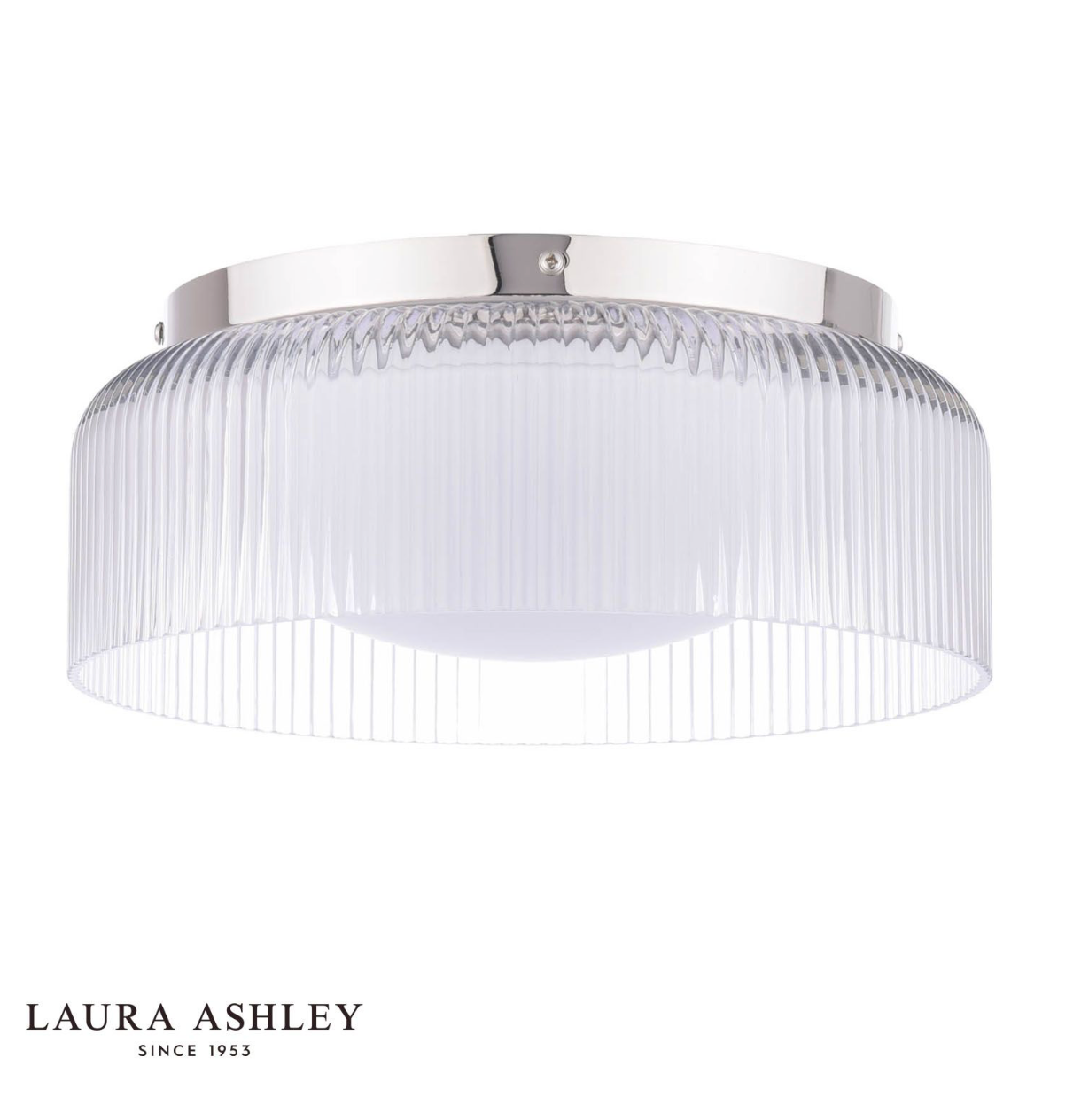 Laura Ashley Charissa Bathroom Ceiling Light Polished Chrome and Ribbed Glass IP44