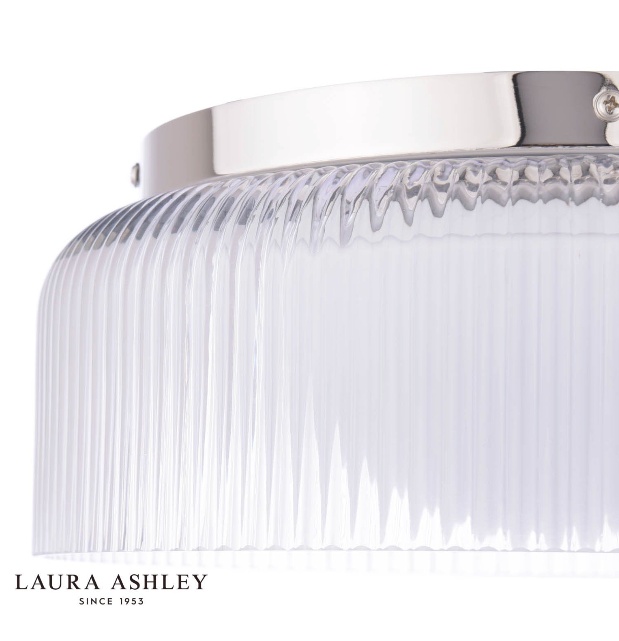 Laura Ashley Charissa Bathroom Ceiling Light Polished Chrome and Ribbed Glass IP44