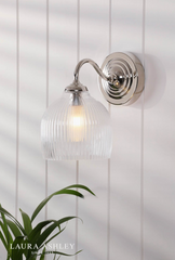 Laura Ashley Charissa Bathroom Wall Light Polished Chrome and Ribbed Glass IP44