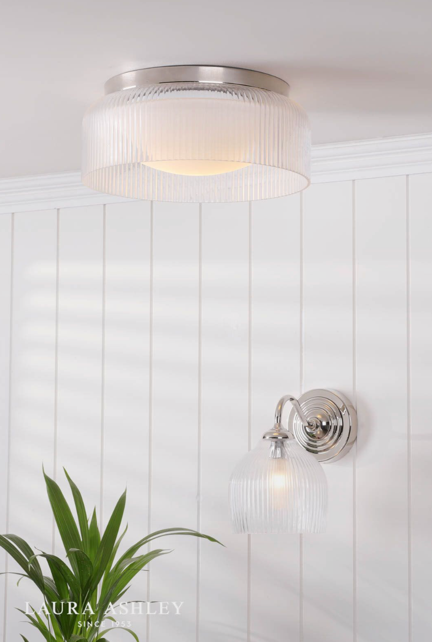 Laura Ashley Charissa Bathroom Wall Light Polished Chrome and Ribbed Glass IP44