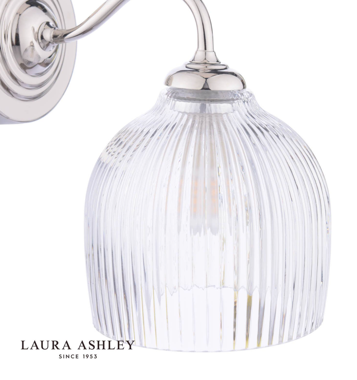 Laura Ashley Charissa Bathroom Wall Light Polished Chrome and Ribbed Glass IP44