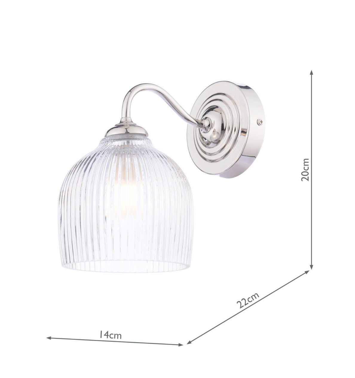 Laura Ashley Charissa Bathroom Wall Light Polished Chrome and Ribbed Glass IP44