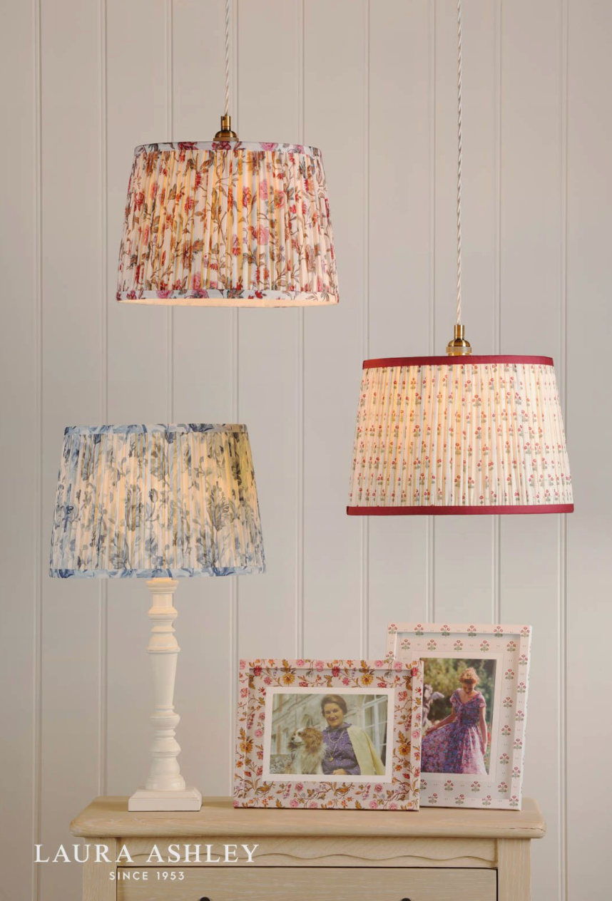 Laura Ashley Adwick Trail Blue Cotton Tapered Drum Shade 30cm/12 inch