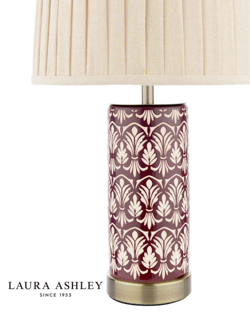 Laura Ashley Medlock Table Lamp Purple Ceramic and Antique Brass With Shade