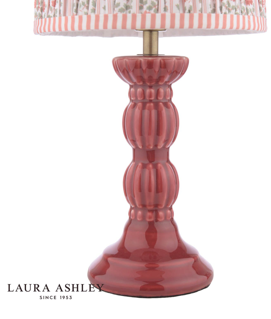 Laura Ashley Kelbrook Table Lamp Red Ceramic and Matt Antique Brass With Shade