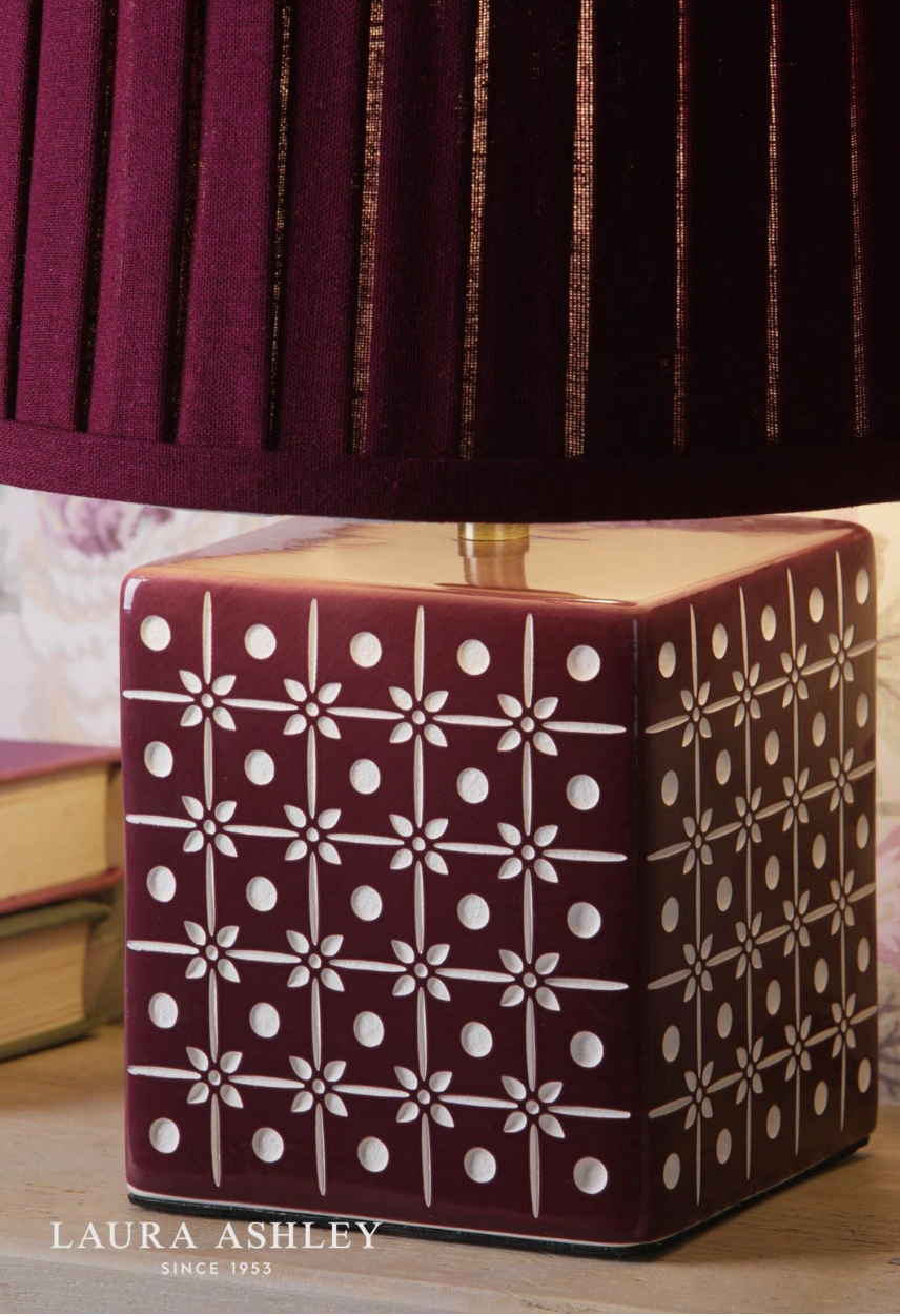 Laura Ashley Claudina Table Lamp Purple Ceramic and Antique Brass With Shade