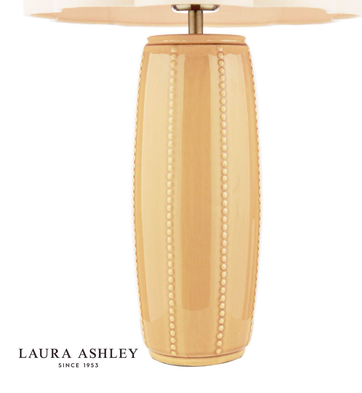 Laura Ashley Littleton Table Lamp Yellow Ceramic and Antique Brass With Shade