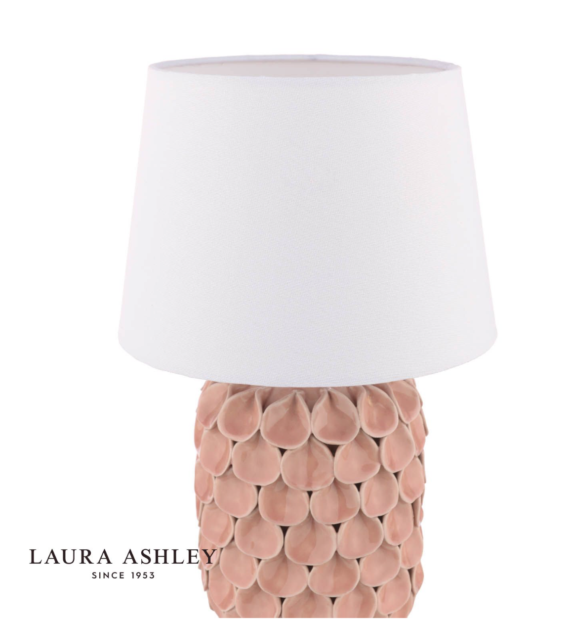 Laura Ashley Marwick Table Lamp Pink Ceramic and Brushed Silver With Shade
